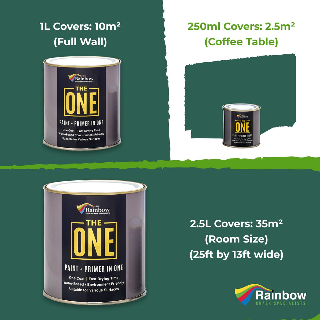 THE ONE All-In-One Paint & Primer - Green Satin, 8.5 Fl Oz/250ml | 1 Coat Formula | Easy Indoor & Outdoor Decorating for Home & Garden Walls, Floors & Furniture | Water-Based & Low VOC