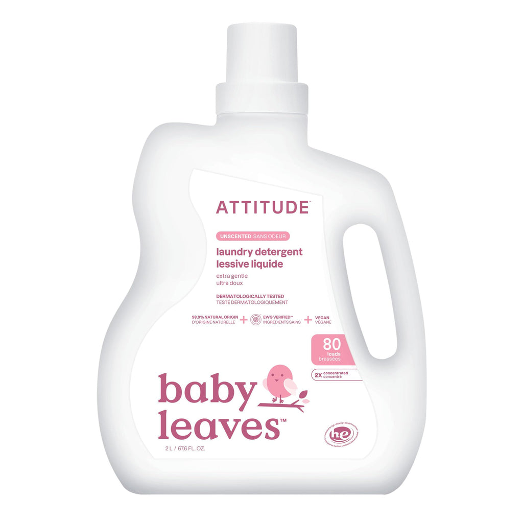 ATTITUDE Baby Laundry Detergent, Dermatologist Tested, Unscented, 80 Loads