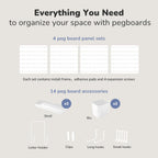 Keepo Peg Board Wall Organizer – Plastic Pegboard Panels, Modular Peg Board Storage System For Home Office, Craft Room, Gaming Setup (White, 22″×22″)