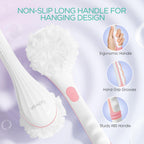 VOYOR Electric Body Brush Back Scrubber for Shower Rechargeable Exfoliating Bath Brush Powered Shower Brush with Non-Slip Long Handle Deep Cleansing, Exfoliation, Massaging Spin Brush BC100 (Pink)
