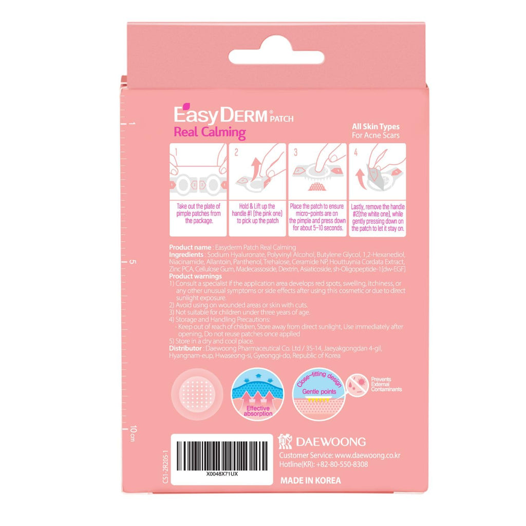 Easyderm Real Calming Patch Microdart Pimple Patches, Clear Nano Micropoint | Niacinamide, Hyaluronic Acid, EGF Acne Dark Spot Care, K-beauty | 12 Counts
