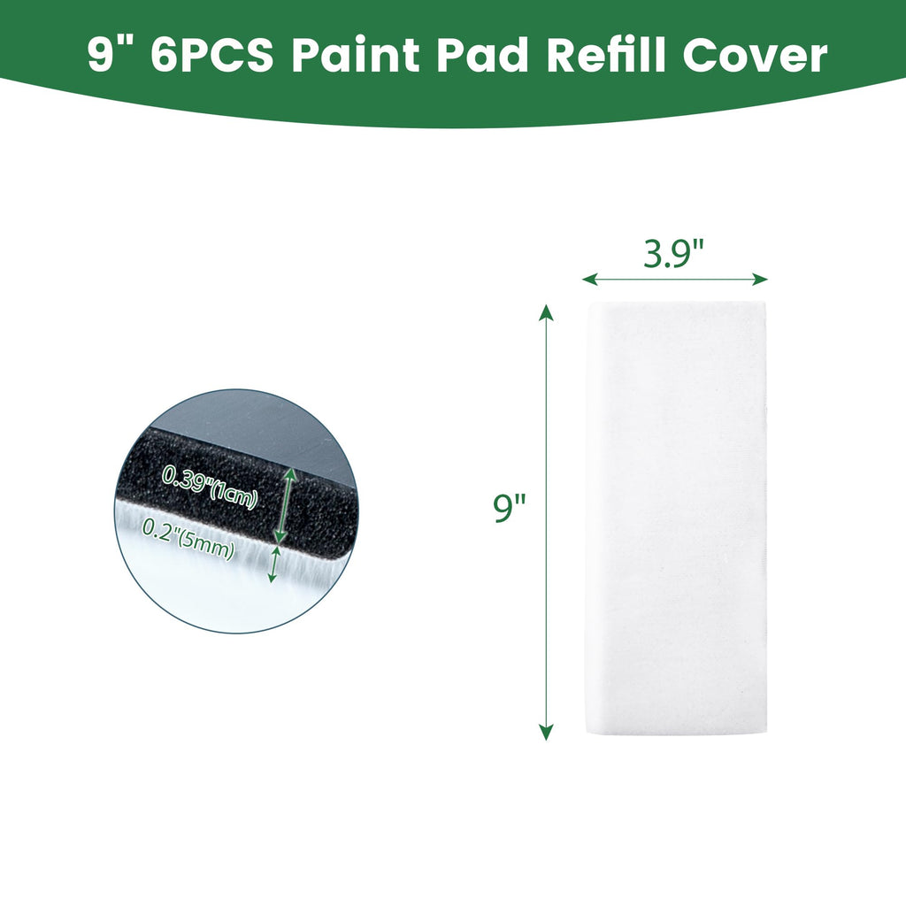 VOOMEY 6pack of Paint Edger Replacement Pads, Edge Painting Tool for Walls Pads, Replacement Pad Bundle for Corner Painter and Trim Painting Tool (Only Applicable to VOOMEY 9 inch Paint Pad)