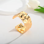 WOWORAMA Hammered Gold Chunky Cuff Bracelet for Women