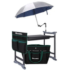 KELHOMECL Garden Kneeler and Seat with Umbrella, 2-in-1 Foldable Gardening Stool with Adjustable Bracket, Detachable Tool Bags, Heavy Duty Kneeler for Gardening (Beige Green)