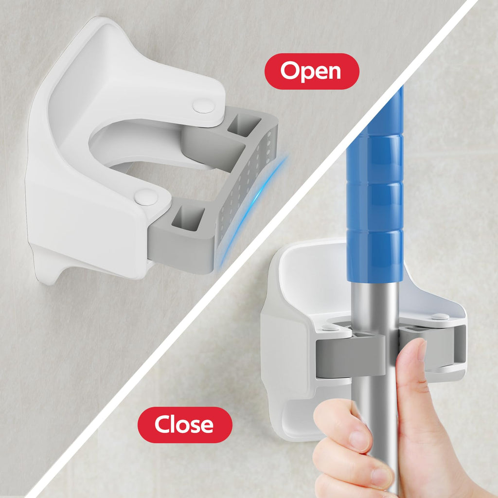 reliahom Broom Holder Wall Mount Mop Grippers organizer wall hanging, 3Pack
