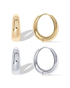 PAVOI Chunky Thick Small Hoop Earring Set, 925 Silver, Two Tone Gold