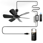 bestmoument Portable Ceiling Fan, USB Plug-In, 5V DC Powered, 6 Blades, Indoor/Outdoor RV Camping Tent Canopy, Hanging, Quiet Operation (with power bank)