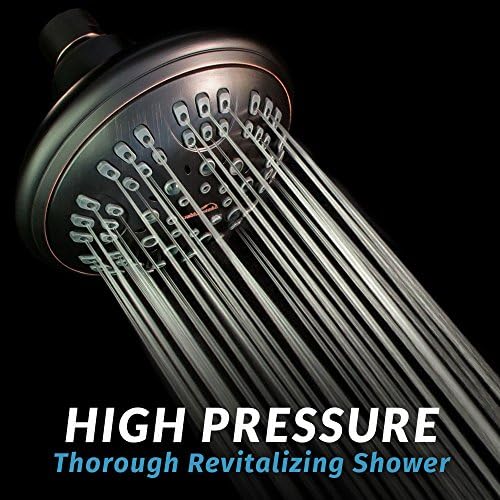 Luxury Spa Series 6 Spray Setting 4.5 Inch Adjustable High Pressure Fixed Shower Head Fixture for Hard Water, 360-Degree Tilt Massage Shower System - Oil Rubbed Bronze