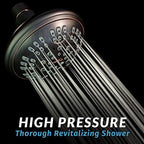 Luxury Spa Series 6 Spray Setting 4.5 Inch Adjustable High Pressure Fixed Shower Head Fixture for Hard Water, 360-Degree Tilt Massage Shower System - Oil Rubbed Bronze