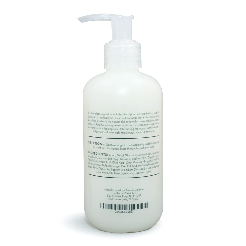 KarmaCeuticles Proper Cleanse AHA/BHA Exfoliating Cleanser with Jojoba Oil 8 oz