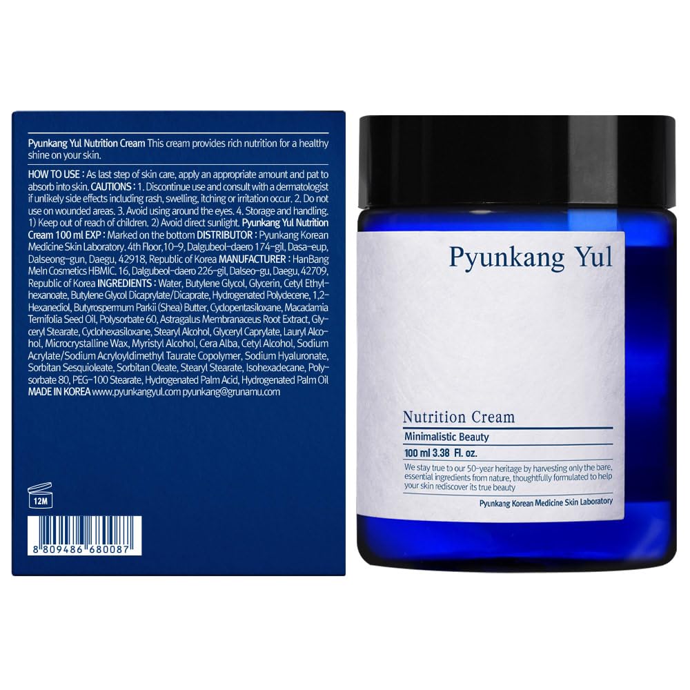 PYUNKANG YUL Nutrition Cream - Korean Skin Care Face Cream - Facial Moisturizer for Dry and Combination Skin Types - Healthy Natural Ingredients Shea Butter, Macadamia Deeply Moisturize Skin 3.4 Fl oz