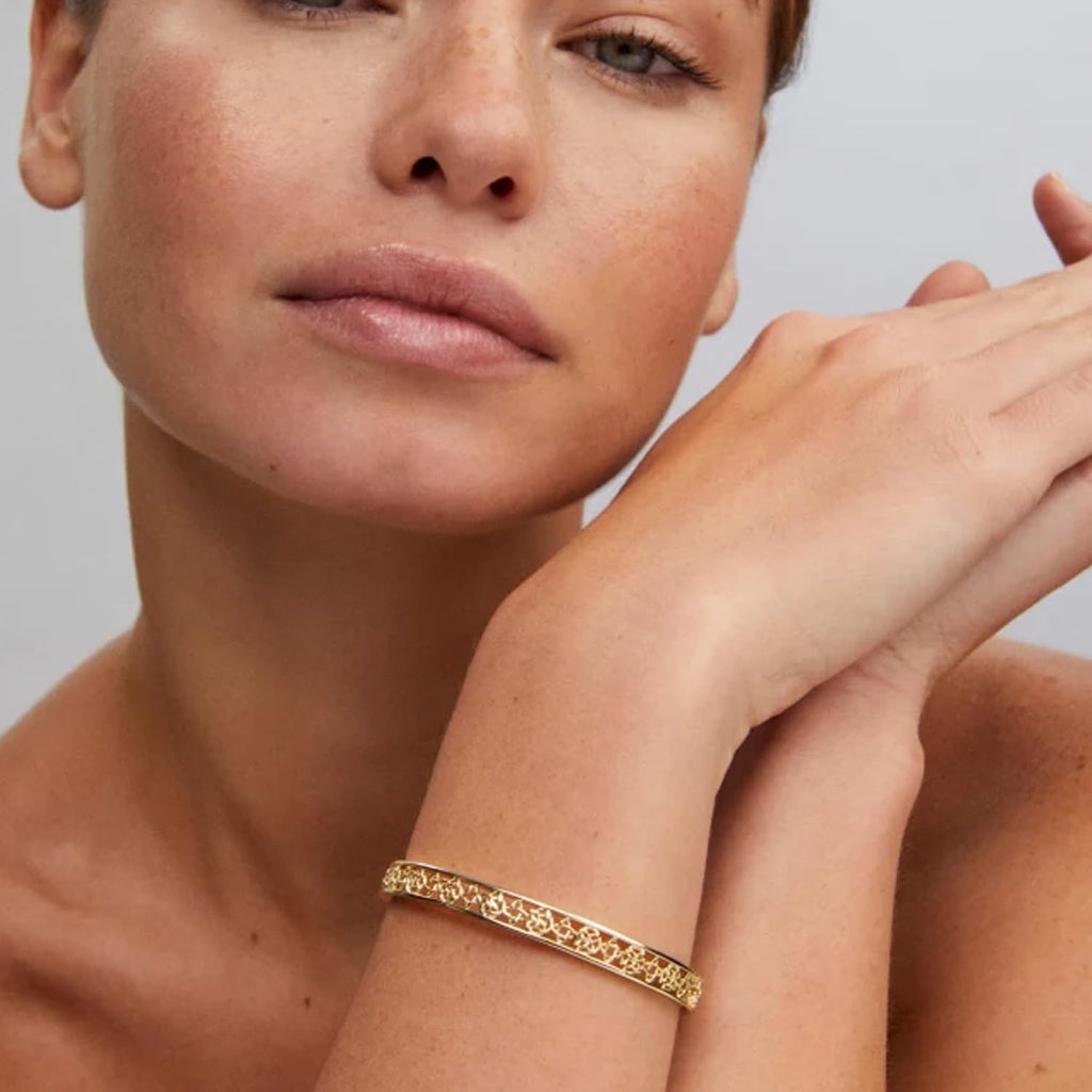 Kendra Scott Kelly Bangle Bracelet, 14k Gold Plated Brass, Fashion Jewelry for Women, Small/Medium