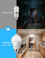 Torkase Motion Sensor Light Bulbs, E26 Dusk to Dawn Activated Security