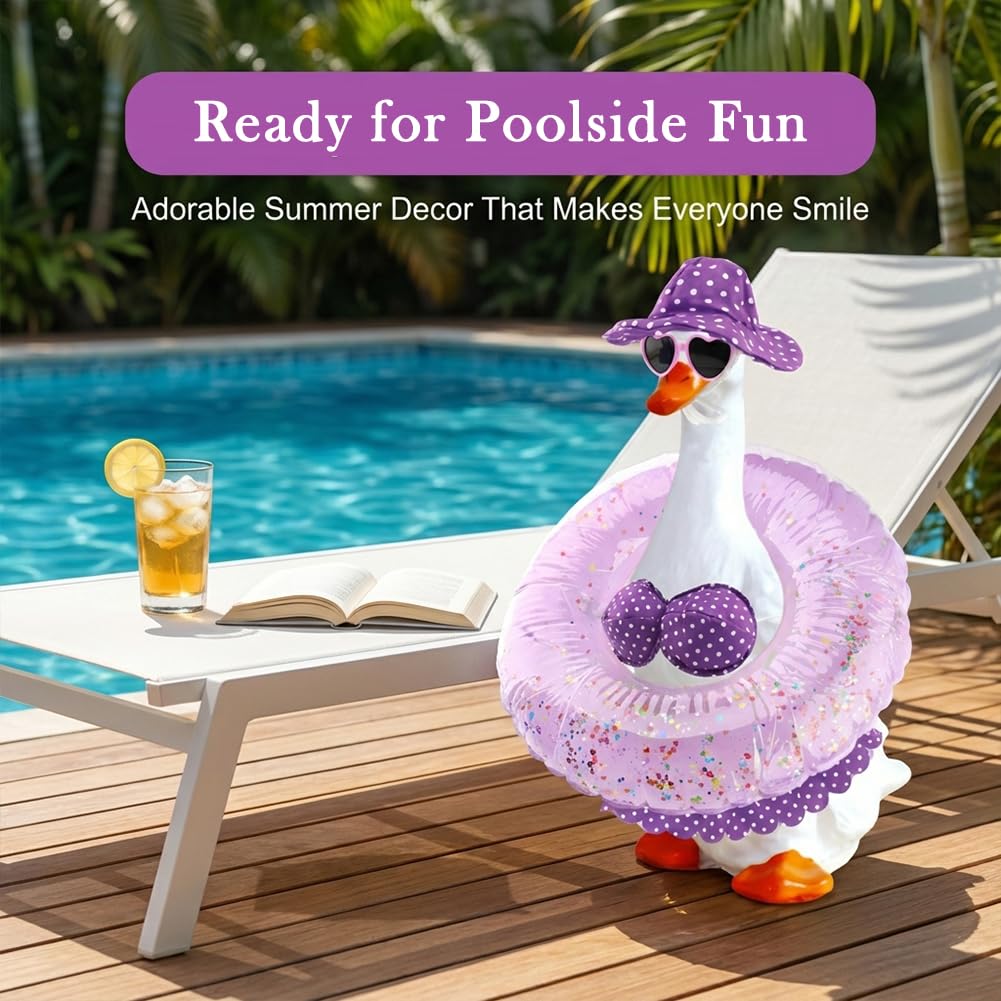 Ravionell Hawaiian Porch Goose Outfits, Summer Style Goose Outfits, Cute Gooses Clothes fit Large 23" H Statues for Outdoor Garden and Yard Decoration