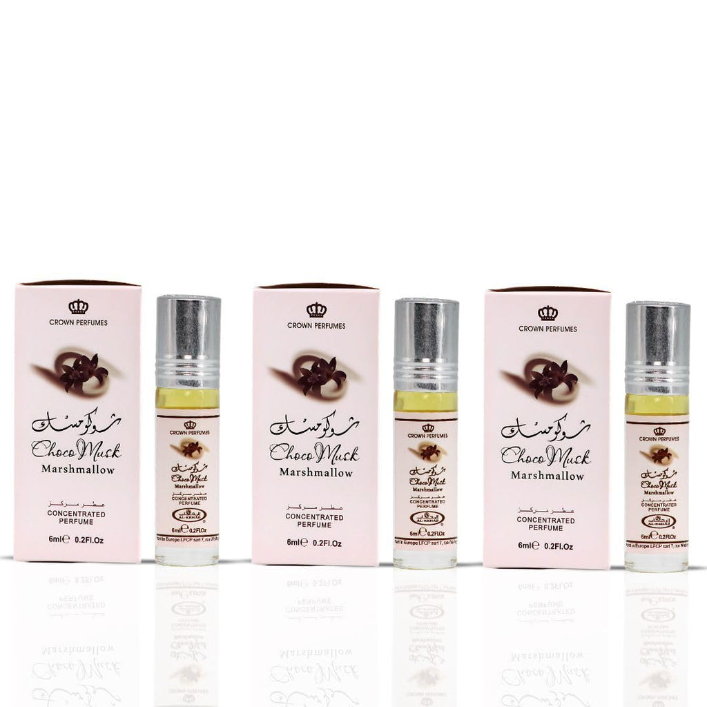 Al-Rehab Choco Musk Marshmallow Perfume Oil Roll-On - 6ml (0.2 oz) | Gourmand Fragrance with Strawberry, Marshmallow & Cocoa | Sweet, Fluffy & Addictive | Arabian Dessert Scent (Pack of 3)