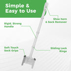 Sock Ox by Easy To Use Products, adjustable sock aid device for seniors, not for compression socks, travel-friendly for elderly with built-in shoe horn, up to 36 inches in length