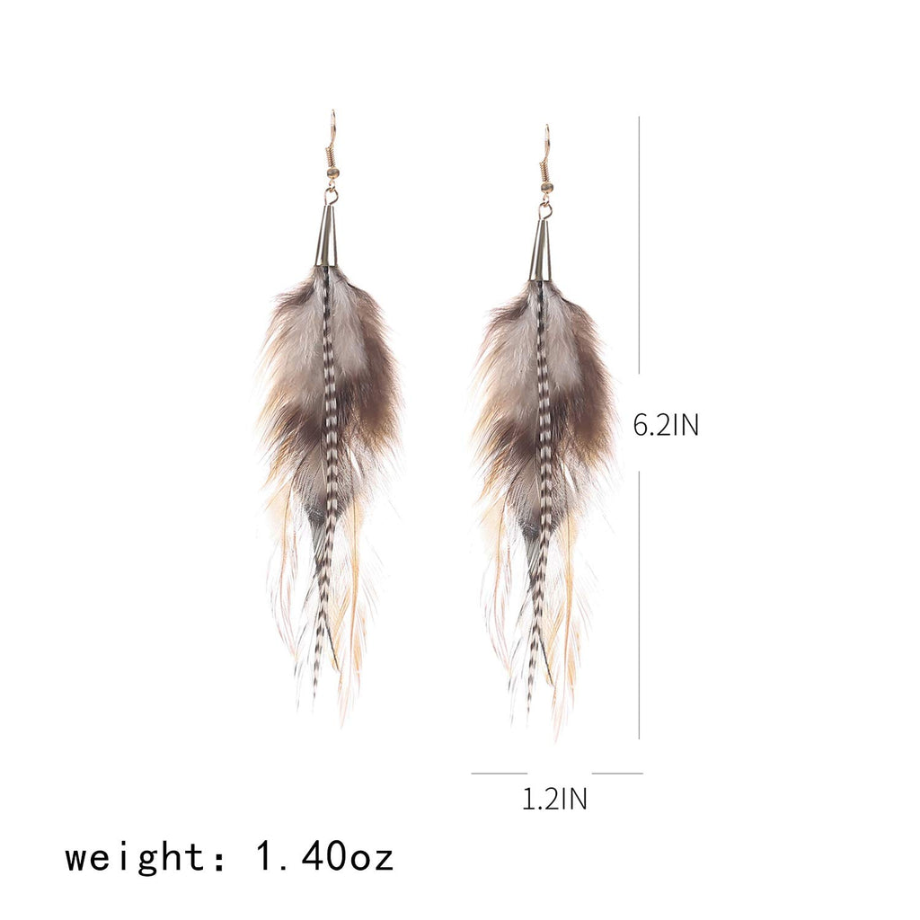 lureme Bohemian Multicolor Pheasant Feathers Dangle Earrings Handmade Natural Feather Earrings (er006314-5)