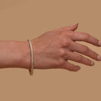 PAVOI CZ Classic Tennis Bracelet for Women, 14K Gold Plated, Yellow Gold