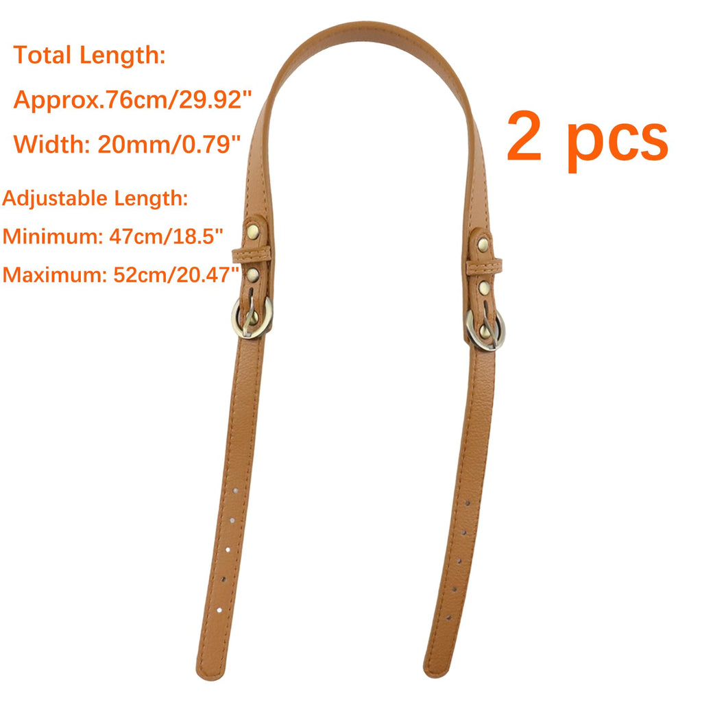 Semetall 2pcs PU Leather Purse Straps, Adjustable Purse Handles Bag Straps Replacement for Shoulder Handbag,Brown