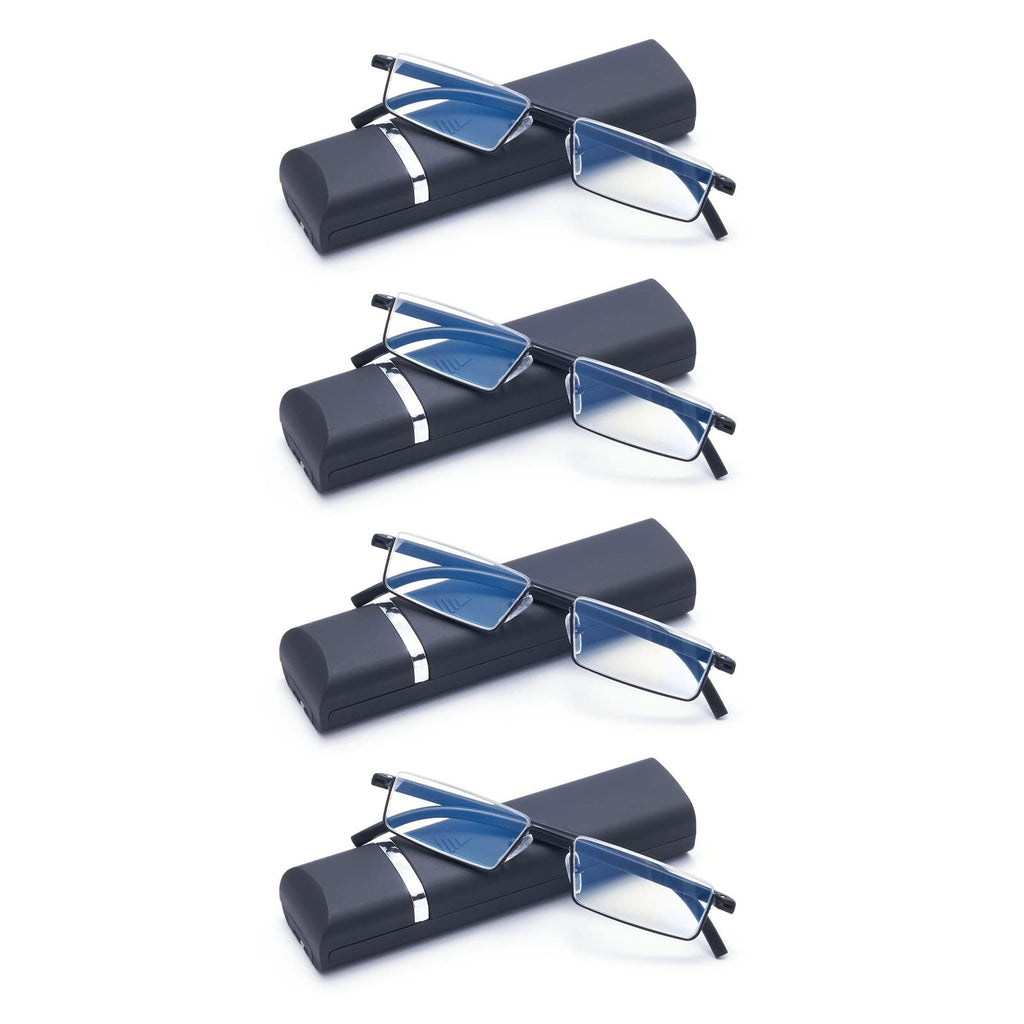 WENS JOOY 4 Pack Reading Glasses for Men Readers Blue Light Blocking with Case (Black, 1.5, multiplier_x)