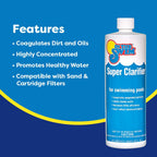 In The Swim Super Clarifier – Fast-Acting, Highly Concentrated Pool Water Clarifier for Crystal Clear Water & Improved Filter Efficiency – for Sand & Cartridge Filters - 1 Quart