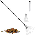 Leaf Rake Adjustable 23-75, Collapsible Metal Stainless Steel Garden Yard