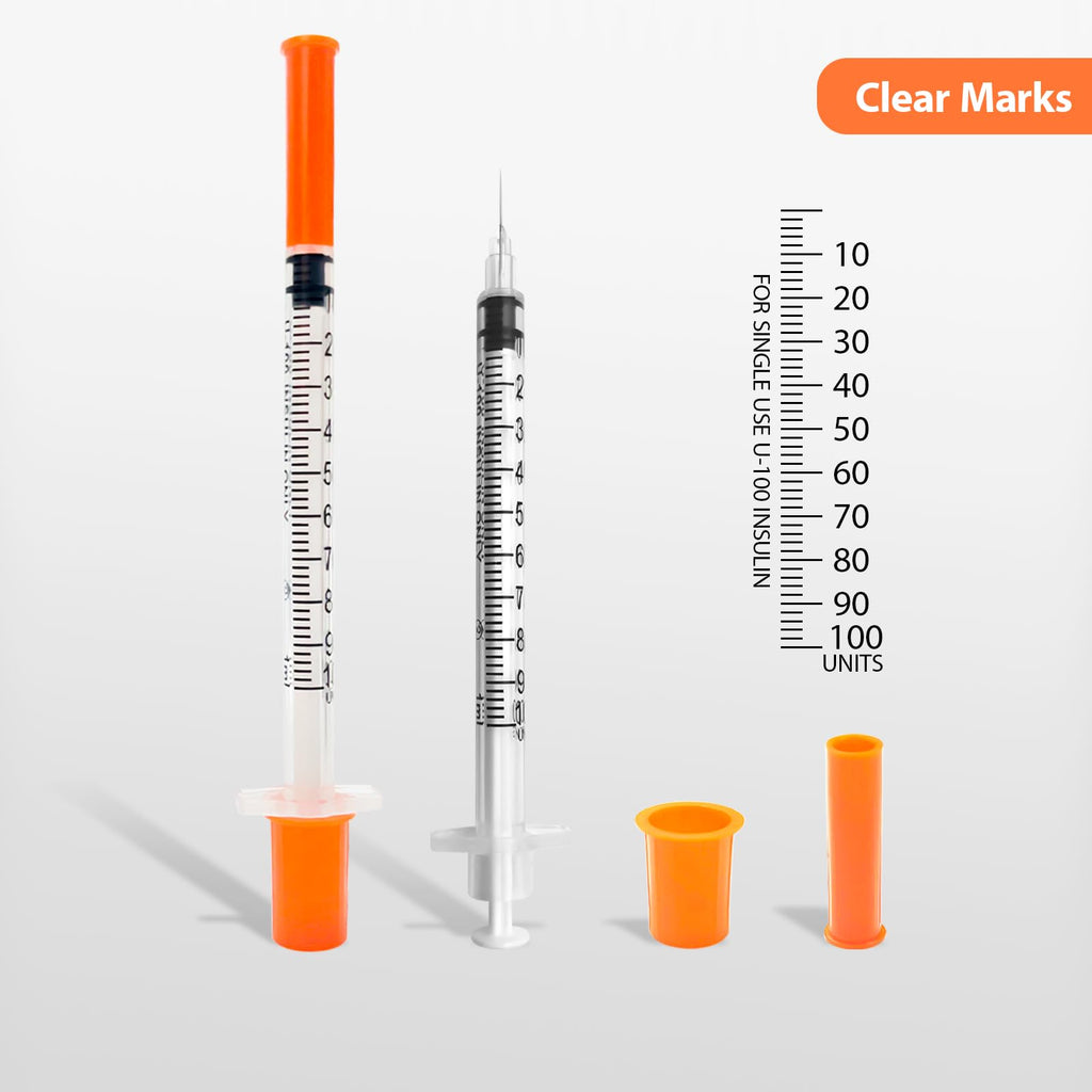 30 Pack U-100 1ml Syringes with Needle, 31G 5/16" 8mm 1cc Syringe