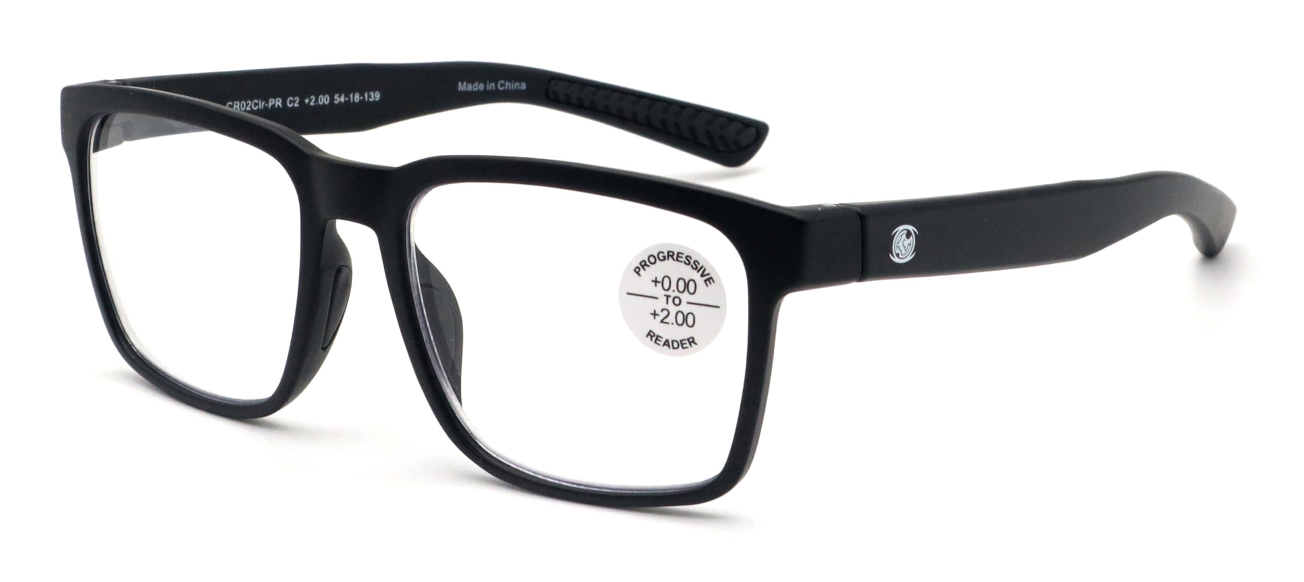 V.W.E. Men Progressive Reading Glasses No Line Clear on Top Bifocals Reader - Rectangular Matte Sport (Matte Black, 1.00, x)