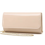 Patent Leather Envelope Clutch Womens Evening Handbag Stylish Shoulder Bag Purse for Christmas Wedding Party Prom(Nude 018)