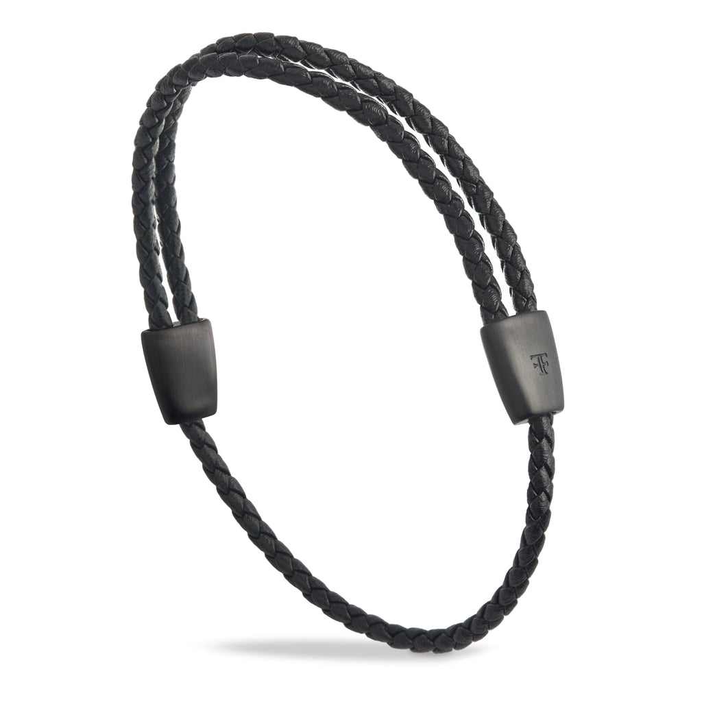 Forge & Foundry Trinity Men's Adjustable Black Braided Leather Bracelet