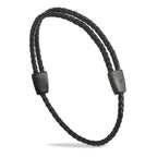 Forge & Foundry Trinity Men's Adjustable Black Braided Leather Bracelet