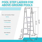 Outvita Metal Frame Above Ground Swimming Pool Entry, 4 Step Exit Ladder for 52" High Wall Pools, 300 Pound Capacity