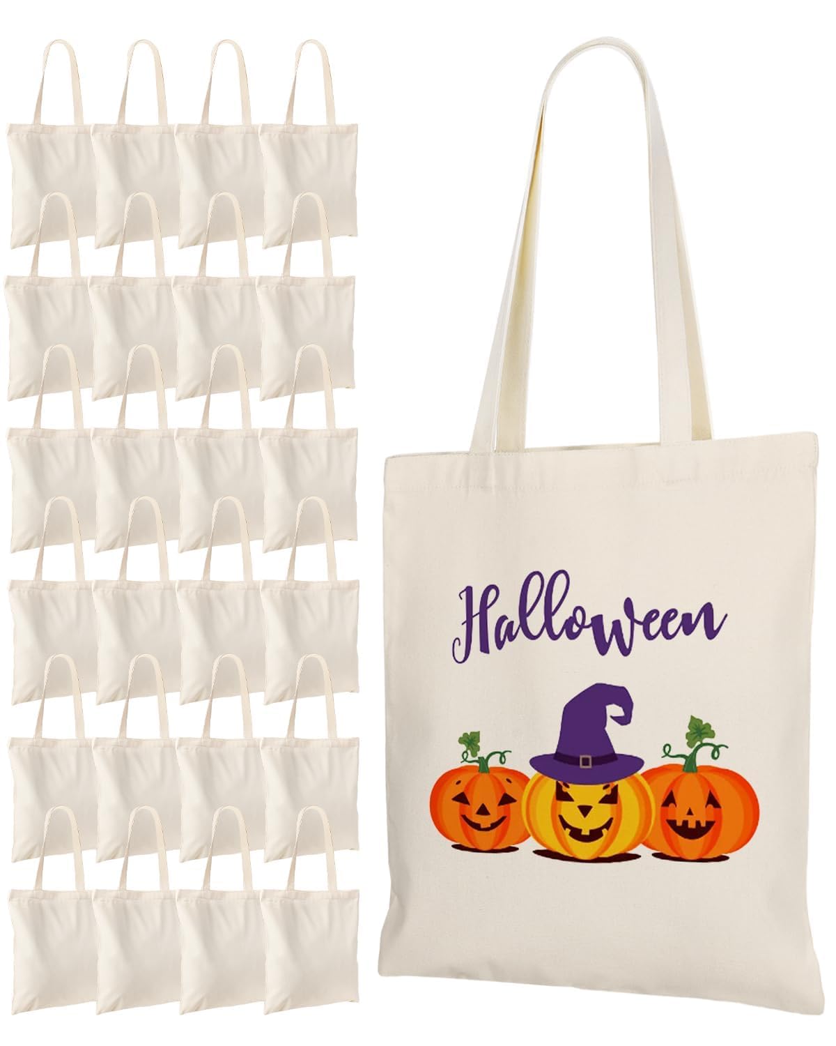 Lzerking 24 Pack Canvas Tote Bags Bulk (14x15 Inches, Natural Color)