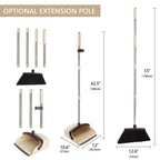 XXFLOWER Broom and Dustpan Set, Dustpans with Broom Combo for Home, Heavy Dust Broom and Dustpan Combo, Long Handle Dust Pan and Broom Set for Kitchen, Office, Pet Hair,Beige, Pack of 1