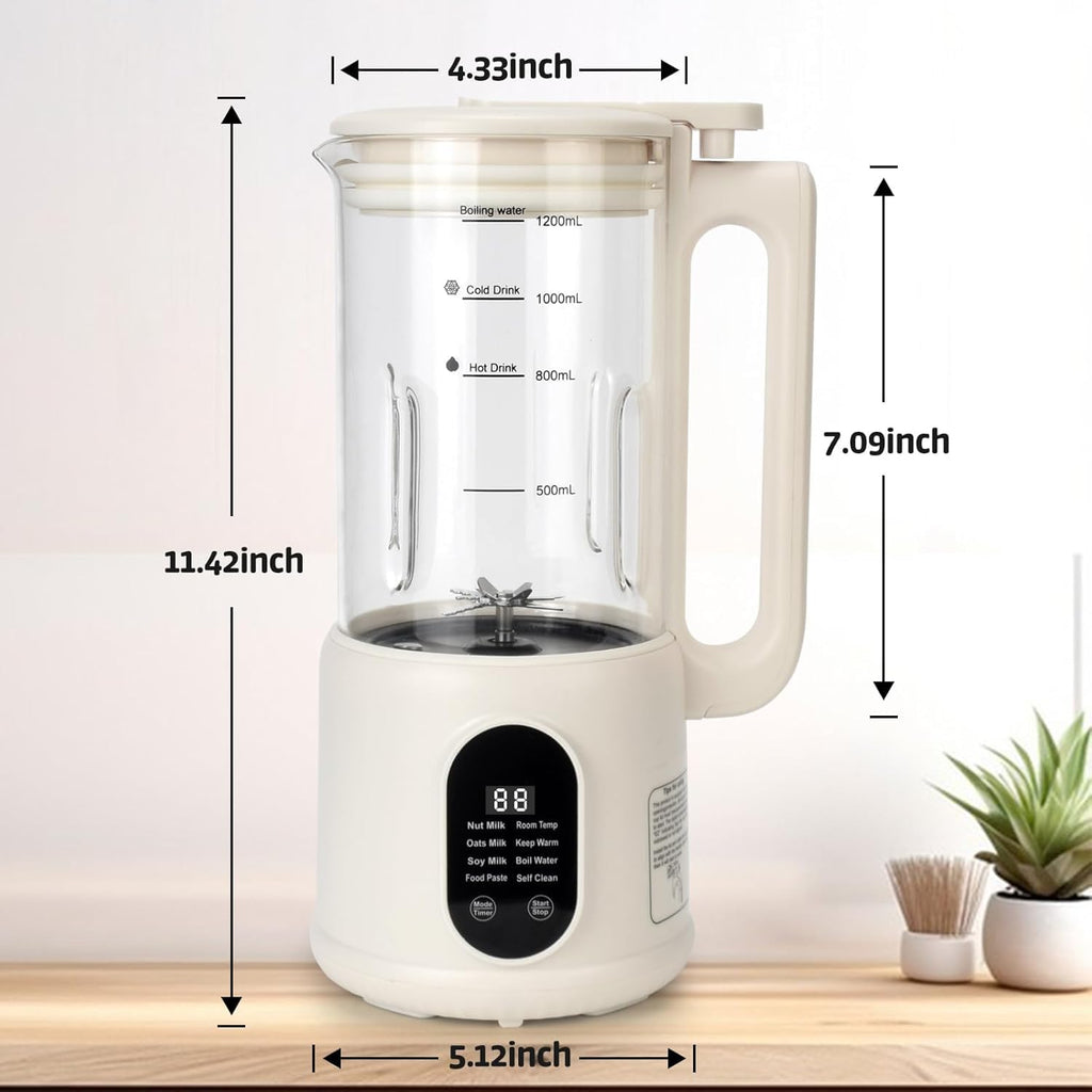 Nut Milk Maker, 8 in 1 Homemade Automatic Plant-Based Milk, Soy Milk, Oat Milk, Almond Milk, Coconut Milk & More, Multifunctional/12 Hours Timer/Auto-Clean/Room Temp/Keep Warm/Boil/Room Temp/Low-Noise