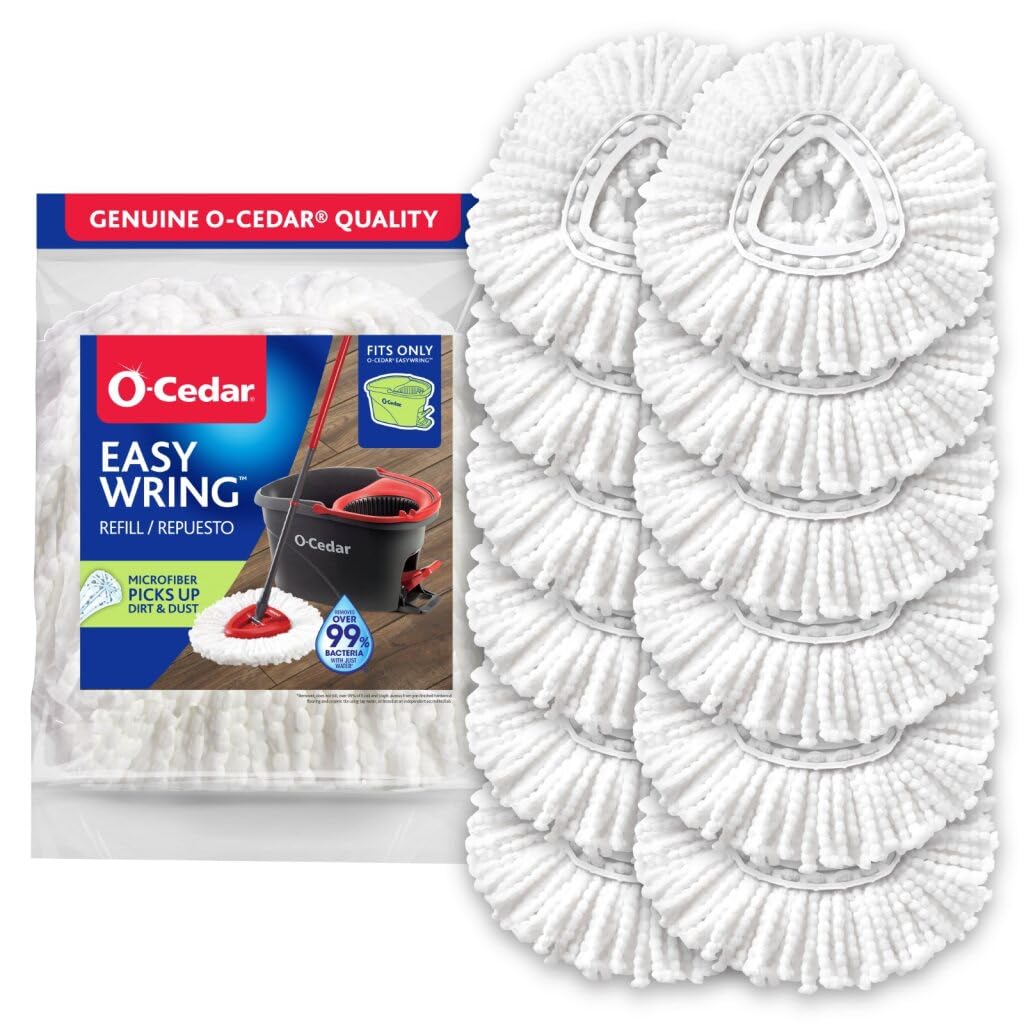 O-Cedar EasyWring Spin Mop Head Replacement (Pack of 12) | Machine Washable | Reusable | Microfiber Refill | Packaging May Vary