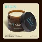 Crowned Skin Reign Body Butter Cologne for Men | Fresh & Nautical | New Moisturizing Formula Scented with Pink Pepper & Bergamot | Infused with Natural Shea & Mango Butters | All-Day Fragrance | 4.4oz