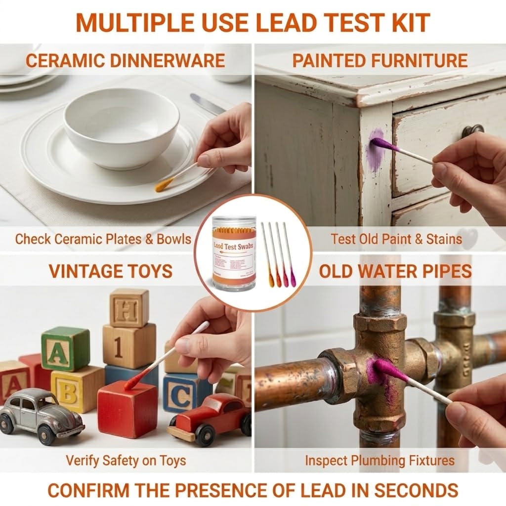 AssuTest Lead Test swabs Kit - 30 PCS Lead Paint Test Kit for Home Use, Lead Tester for Dishes Ceramics Toys Metal Wood Jewelry House Furniture Instant Lead Detection in 30 Seconds