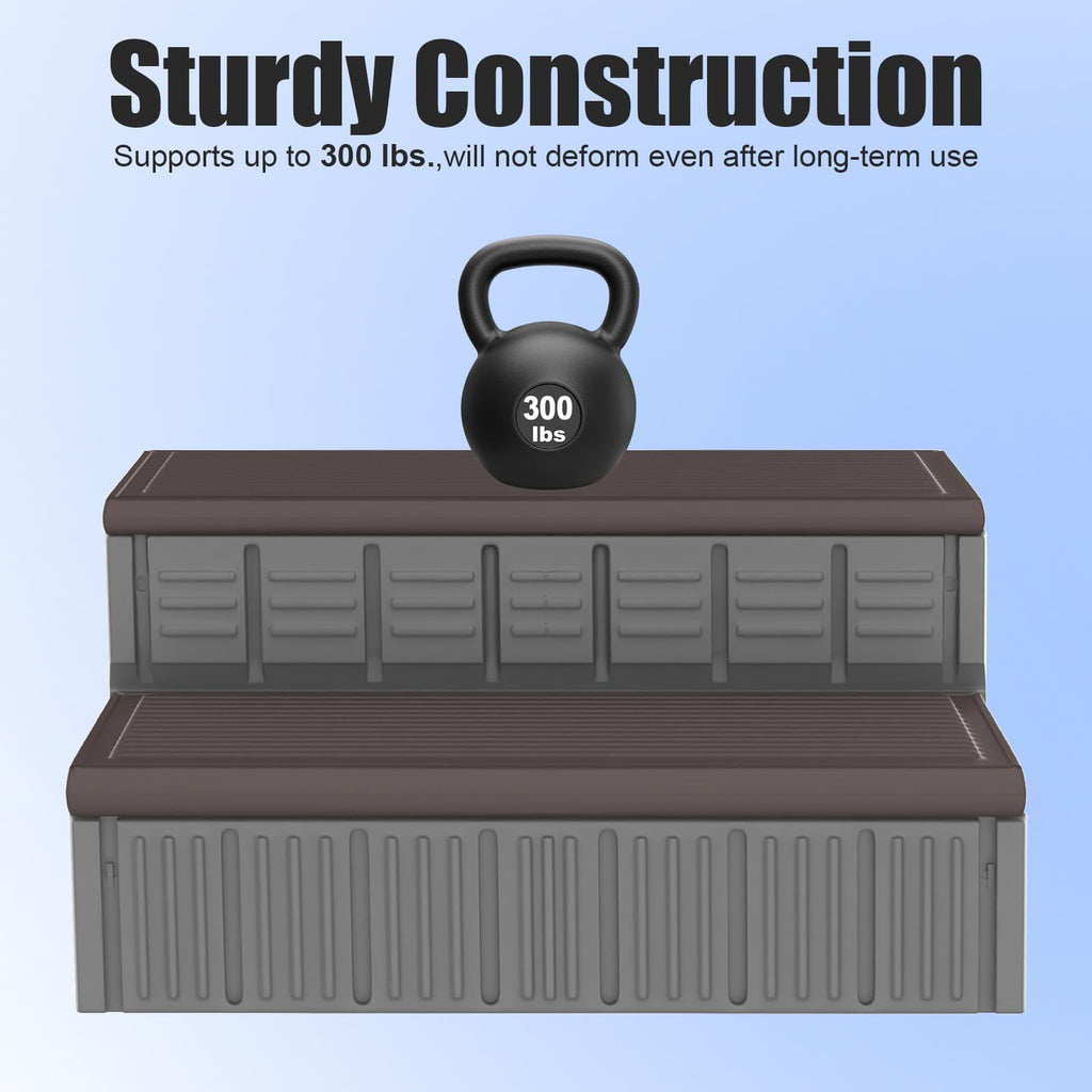 Hot Tub Steps, Outdoor Spa Steps with Storage, Non-Slip & Sturdy Hot Tub Stairs, 36 Inches Long