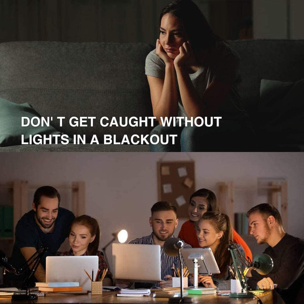 Neporal 4 Pack Emergency-Rechargeable-Light-Bulb, Stay Lights Up When Power Failure, 1500mAh 15W 80W Equivalent LED Light Bulbs for Home, Camping, Tent (E27, with Hook) (Daylight)