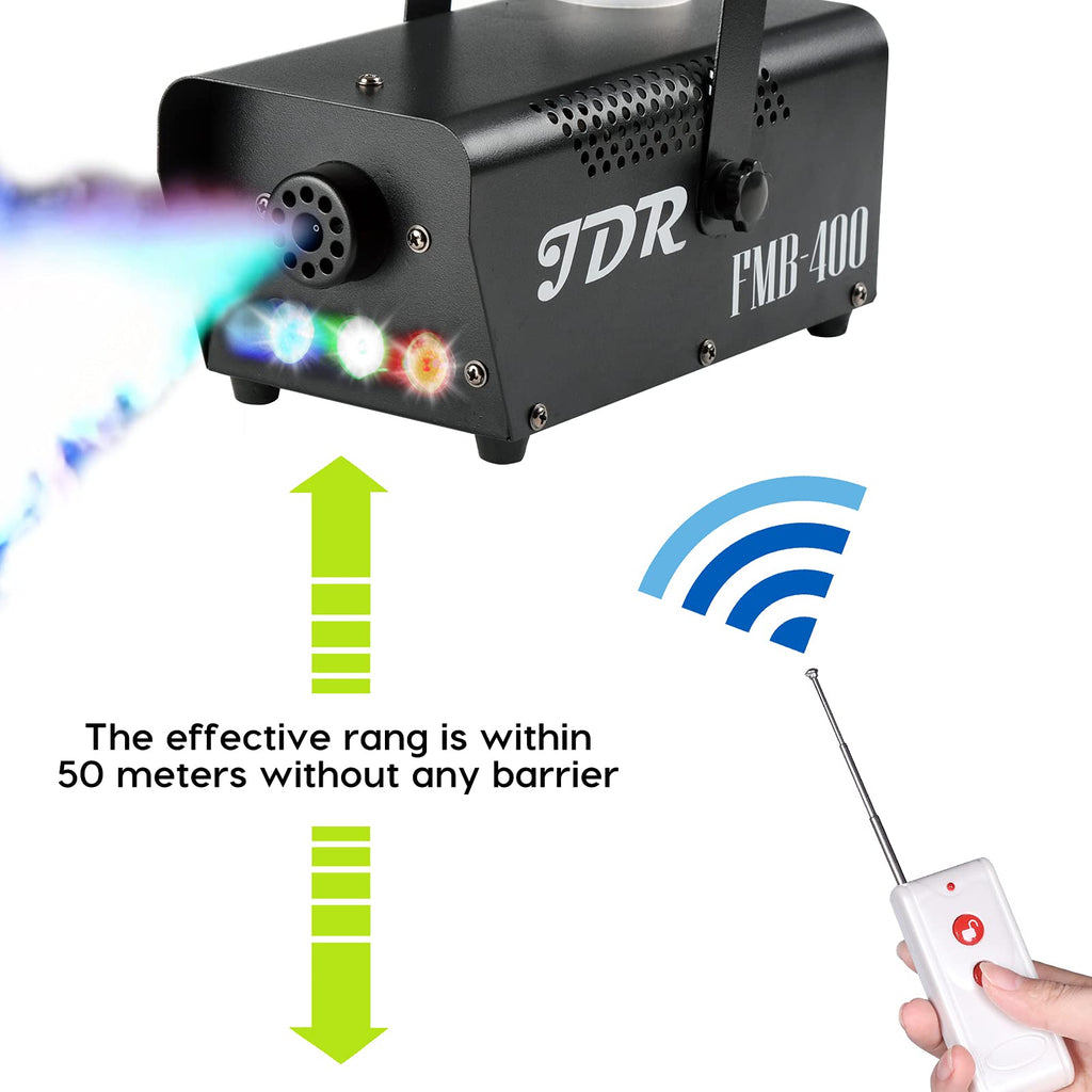 Fog Machine JDR Smoke Machine Controllable LED Light 500W and 2000CFM Fog Disinfection with Wireless and Wired Remote Control for Weddings, Halloween,Parties or Disinfection with Fuse Protection