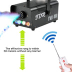 Fog Machine JDR Smoke Machine Controllable LED Light 500W and 2000CFM Fog Disinfection with Wireless and Wired Remote Control for Weddings, Halloween,Parties or Disinfection with Fuse Protection