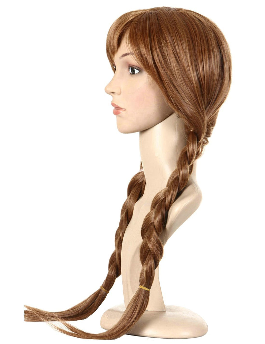 ANOGOL Brown Pigtails Princess Wig for Women Braided Brown Cosplay Wigs