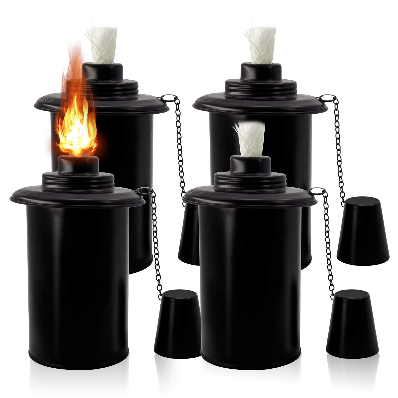 Torch Replacement Canisters, Bamboo Lantern Refillable Torches, Decorative Torch Canister Replacement for Yard, Patio, Deck, Garden, Party, Landscape (12oz 4Pack)