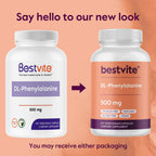 BESTVITE DL-Phenylalanine 500mg (240 Vegetarian Capsules) (2-Pack) - No Stearates - No Fillers - Vegan - Gluten Free - Non GMO