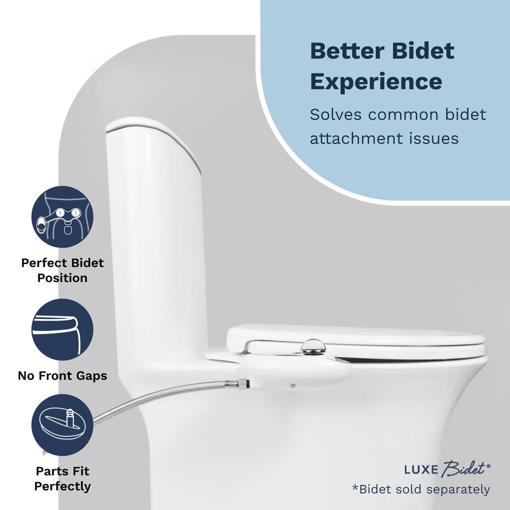 LUXE TS1008E Slow Close Elongated Comfort Fit Toilet Seat, White