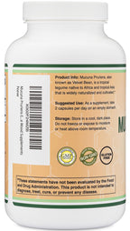 Mucuna Pruriens Extract Capsules - Dopamine Boosting Supplement - 210 Count, 1,000mg Per Serving, 20% (from Velvet Bean) (for Mood and Motivation Support) Third Party Tested by Double Wood