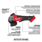 Milwaukee 2880-20 M18 Fuel Brushless Lithium-Ion 4-1/2 in. / 5 in. Cordless Small Angle Grinder with No-Lock Paddle Switch (Tool Only)