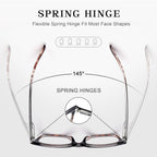 CHOFILORD 6 Pack Fashion Reading Glasses for Women Men Blue Light Blocking Oversized Square Readers with Spring Hinge (6 Pack Mix, 2.00)