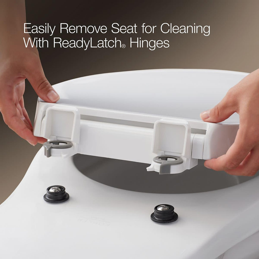 Kohler 4636-RL-0 Cachet ReadyLatch Elongated Slow Close Toilet Seat, Soft Close Quiet Lid, Contoured Grip-Tight Bumpers Installation Hardware, Apartment Essentials, White